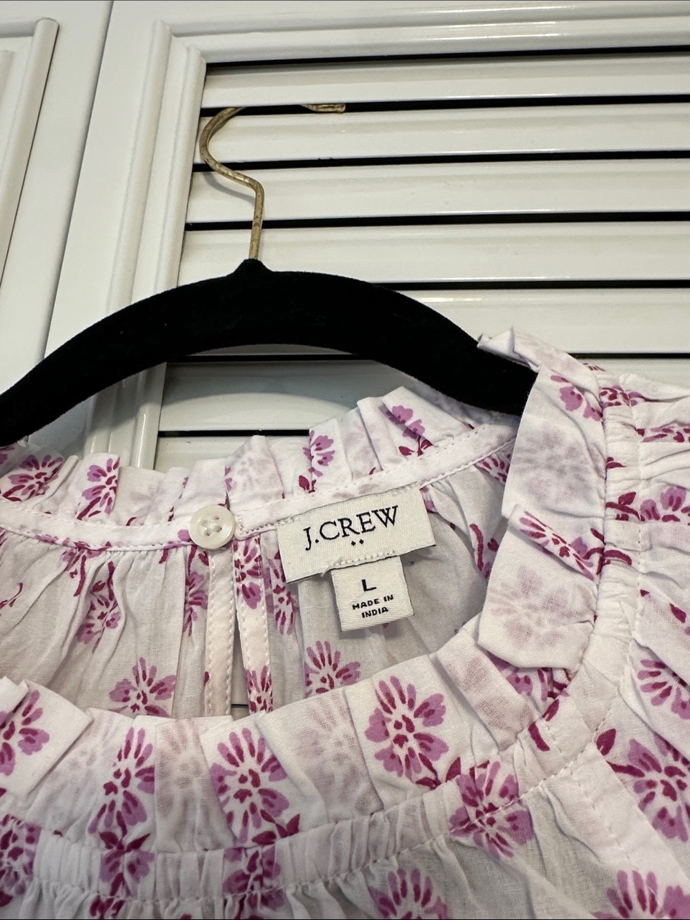 J. Crew Factory White Blouse with Pink Floral Print - Picture 2 of 5